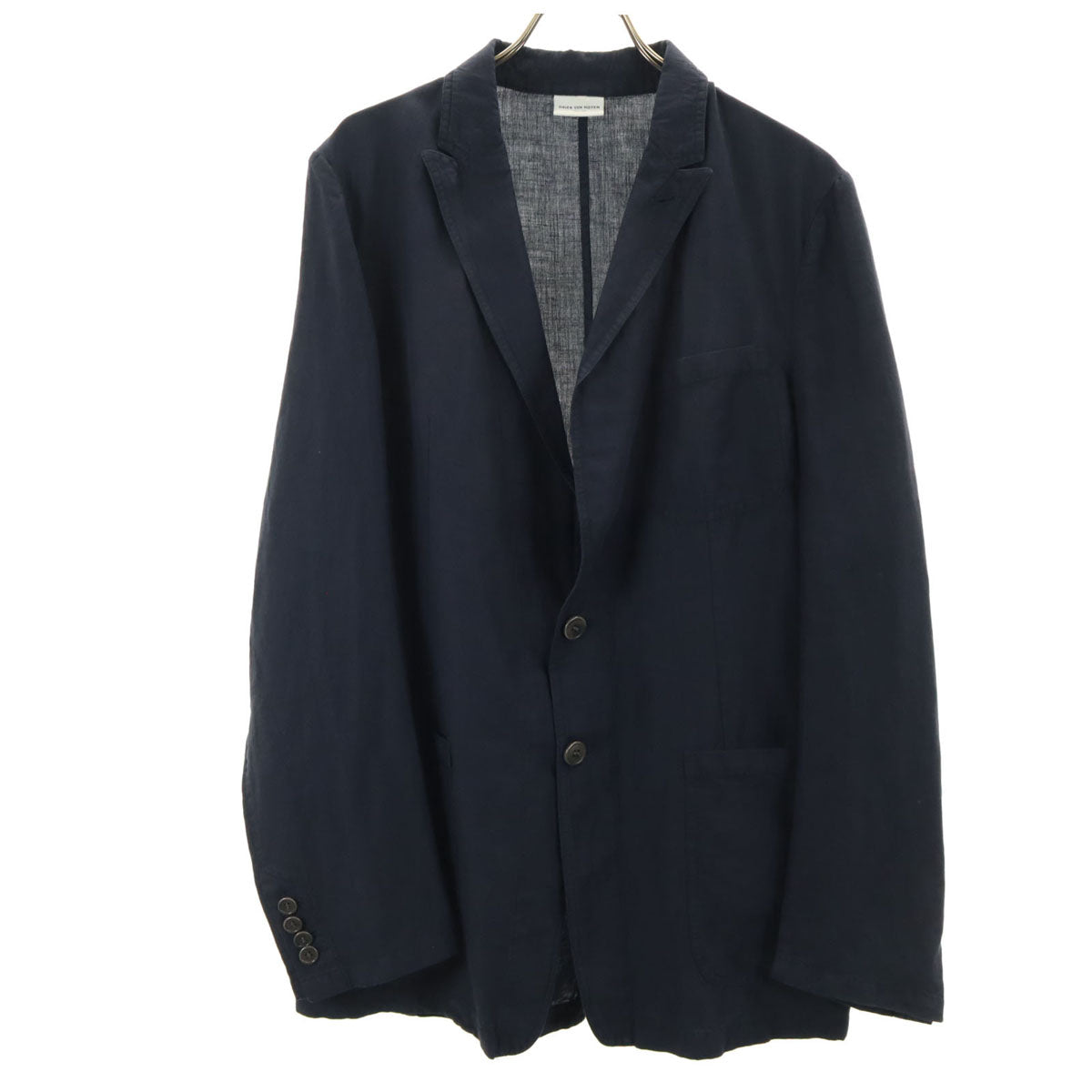 DRIES VAN NOTEN Linen Blend Drivers Jacket Navy Size 48