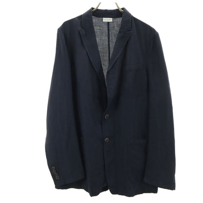 DRIES VAN NOTEN Linen Blend Drivers Jacket Navy Size 48