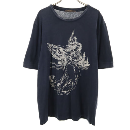 LOUIS VUITTON Silk Blend Angel Print T-Shirt Navy Size XL