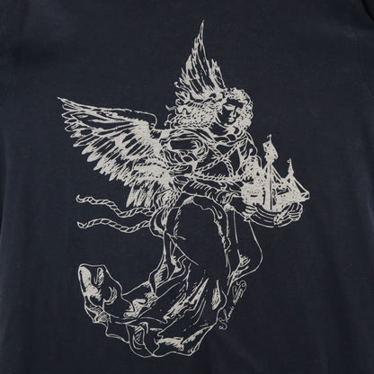 LOUIS VUITTON Silk Blend Angel Print T-Shirt Navy Size XL
