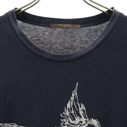 LOUIS VUITTON Silk Blend Angel Print T-Shirt Navy Size XL