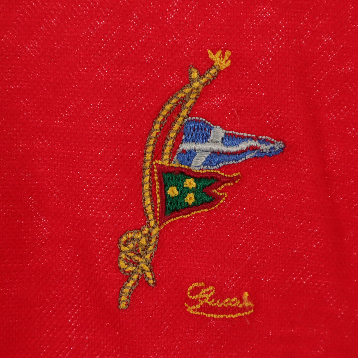 GUCCI 80s Vintage Made in Italy Pique Polo Shirt Red Size M