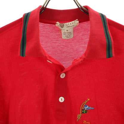 GUCCI 80s Vintage Made in Italy Pique Polo Shirt Red Size M