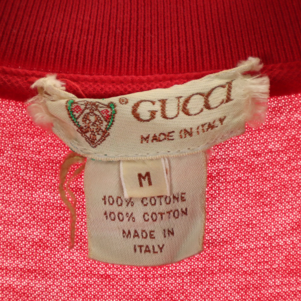 GUCCI 80s Vintage Made in Italy Pique Polo Shirt Red Size M