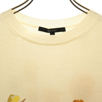 GUCCI Cashmere Blend Floral Knit Sweater Ivory Size S