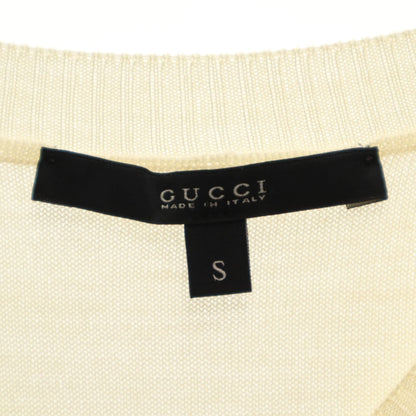 GUCCI Cashmere Blend Floral Knit Sweater Ivory Size S