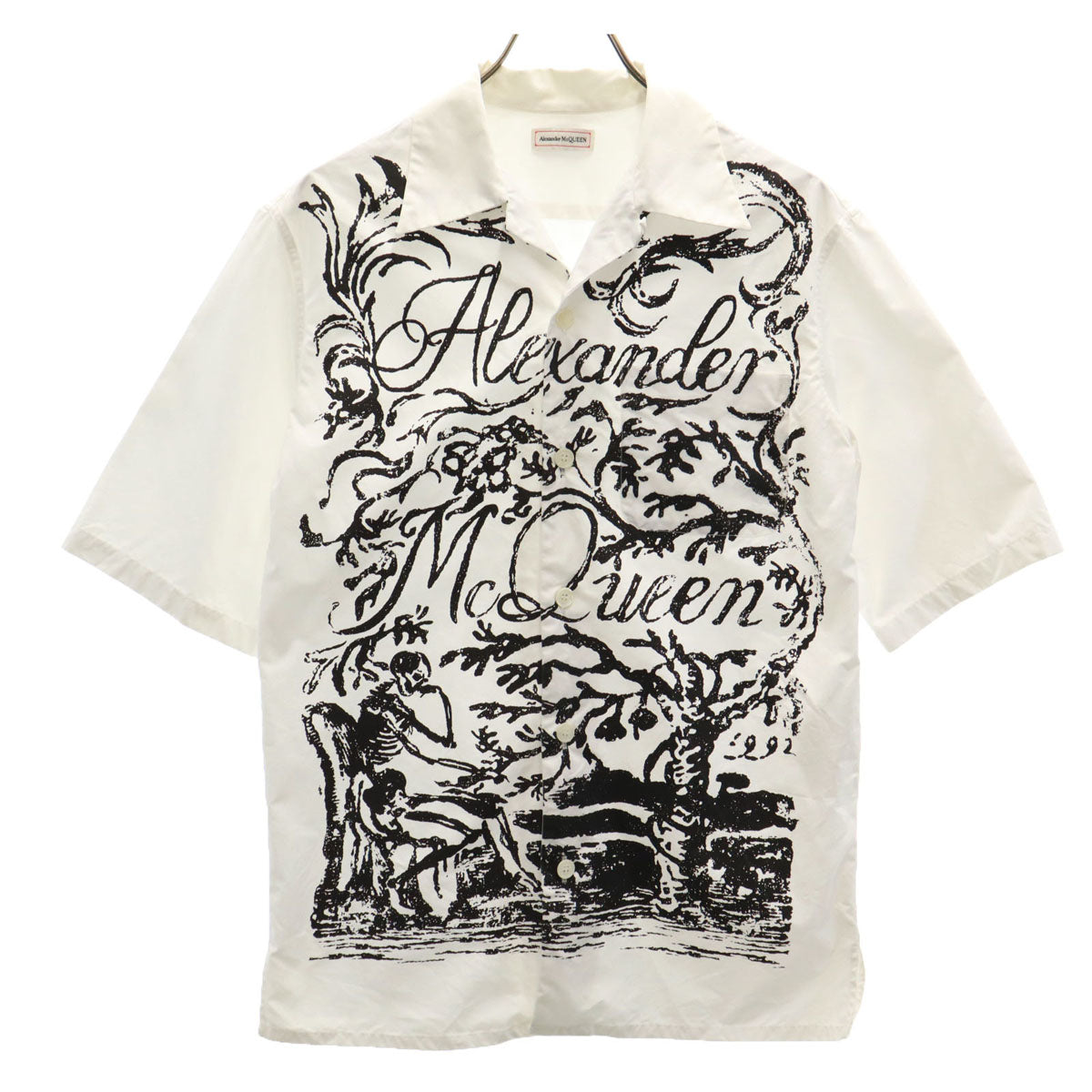 Alexander McQueen Skull Open Collar Shirt White Size 15+