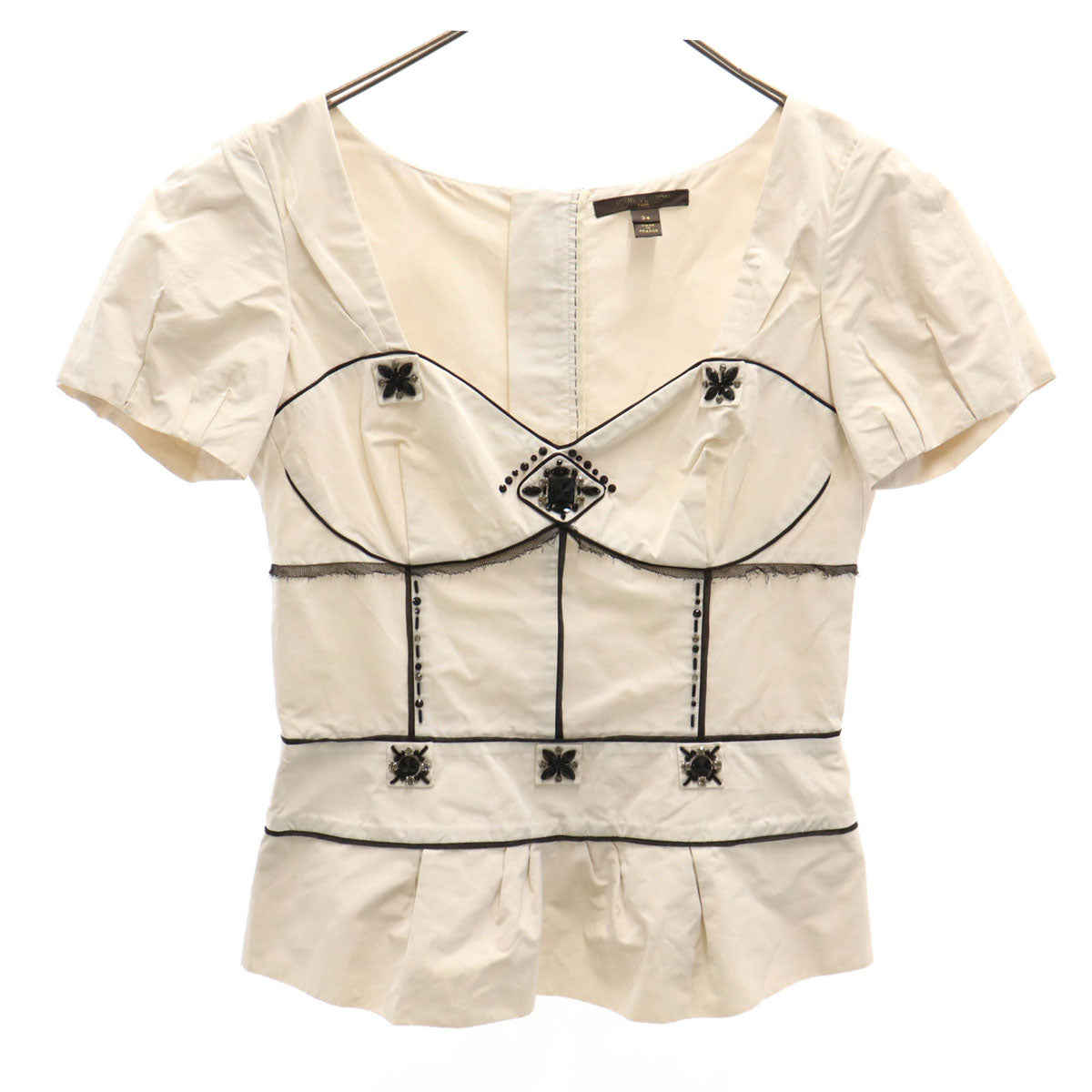 LOUIS VUITTON French Short Sleeve Bustier Ivory Size 34
