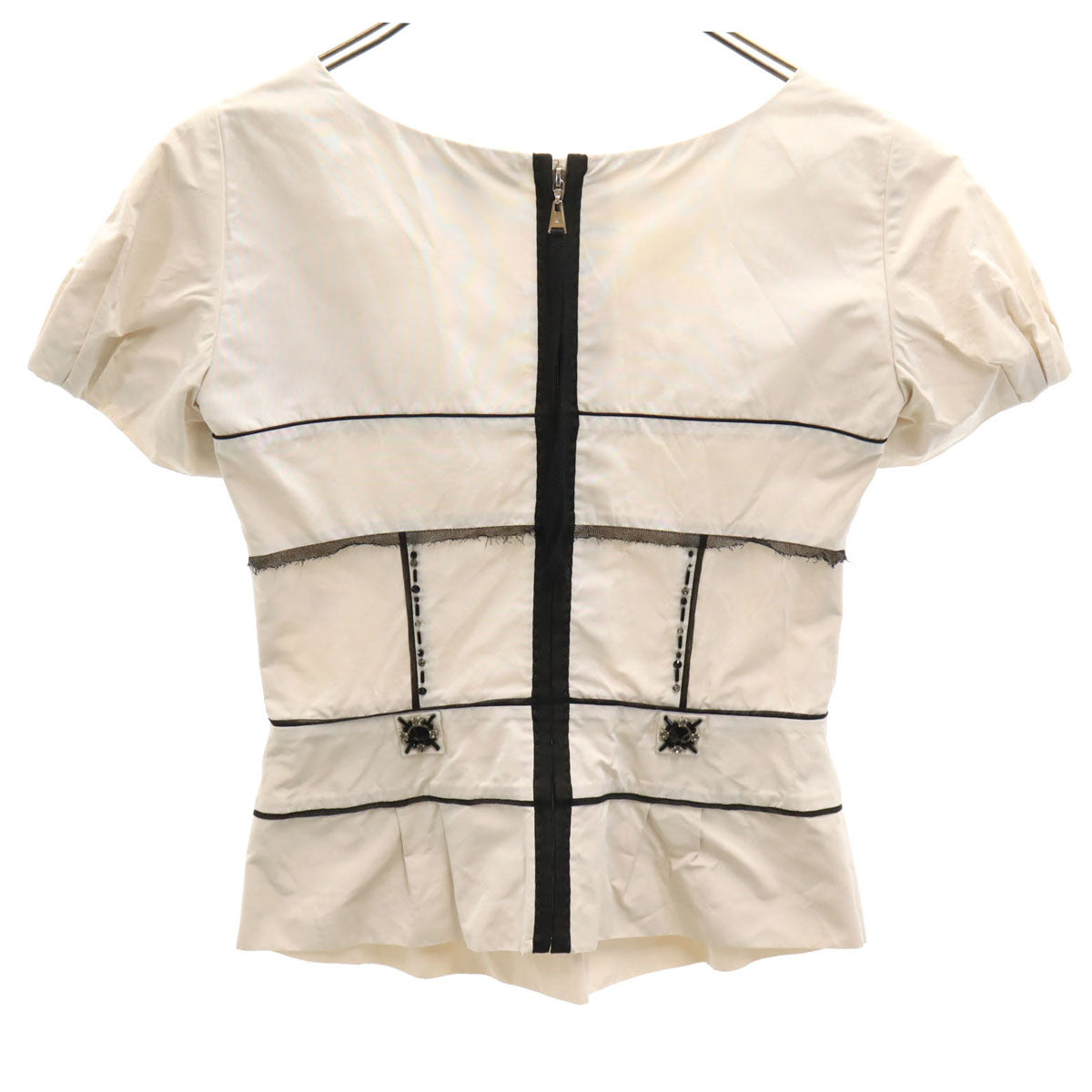 LOUIS VUITTON French Short Sleeve Bustier Ivory Size 34