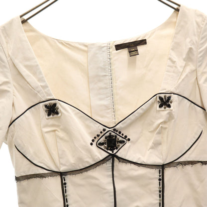 LOUIS VUITTON French Short Sleeve Bustier Ivory Size 34