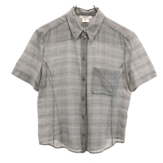 CELINE French Silk Blend Check Short Button-Up Gray Size 42