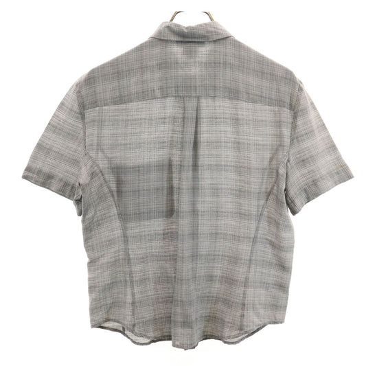 CELINE French Silk Blend Check Short Button-Up Gray Size 42
