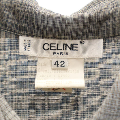CELINE French Silk Blend Check Short Button-Up Gray Size 42