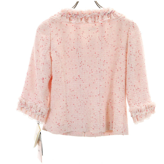 Rene Japan Made Tweed Quarter Sleeve Jacket Pink Size 34