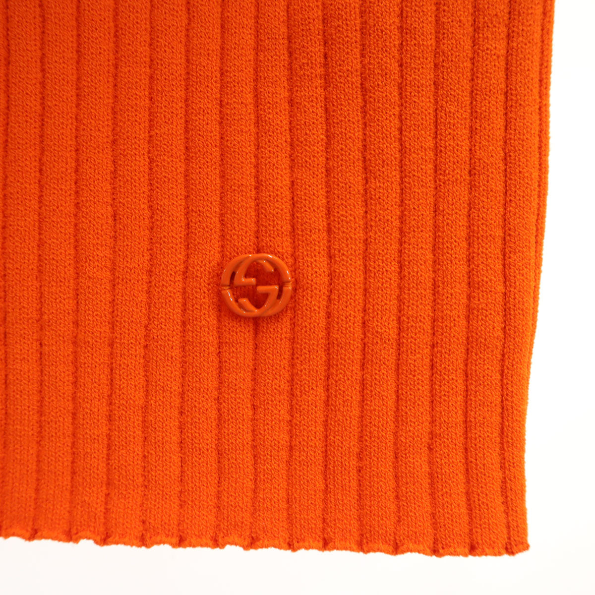 GUCCI Italian Ribbed Boat Neck Sweater Orange Size S