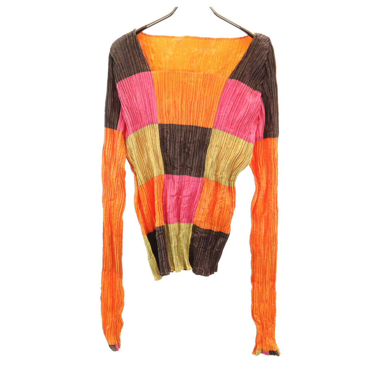 ISSEY MIYAKE Orange Long Sleeve Pleated Top
