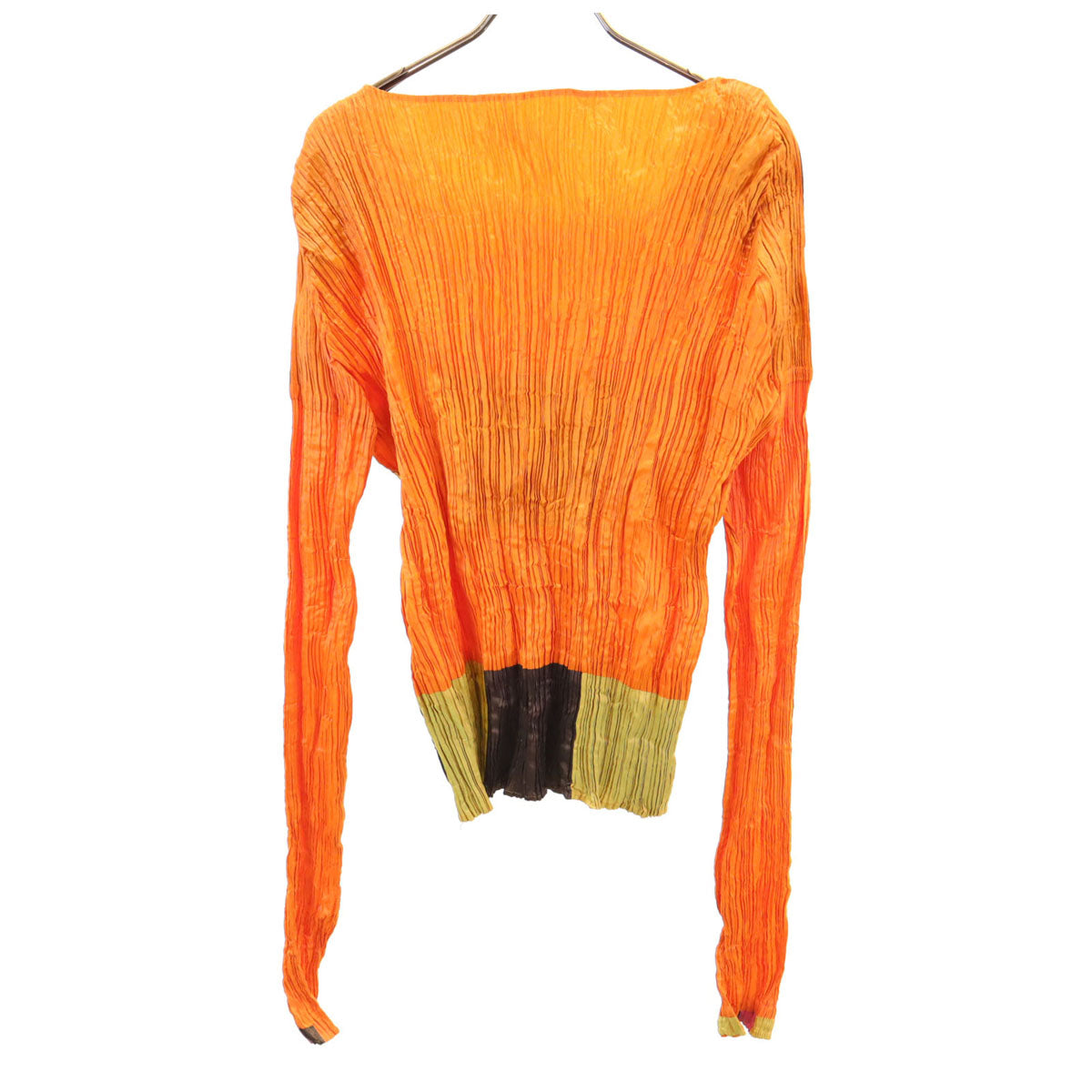 ISSEY MIYAKE Orange Long Sleeve Pleated Top