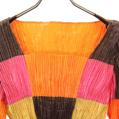 ISSEY MIYAKE Orange Long Sleeve Pleated Top