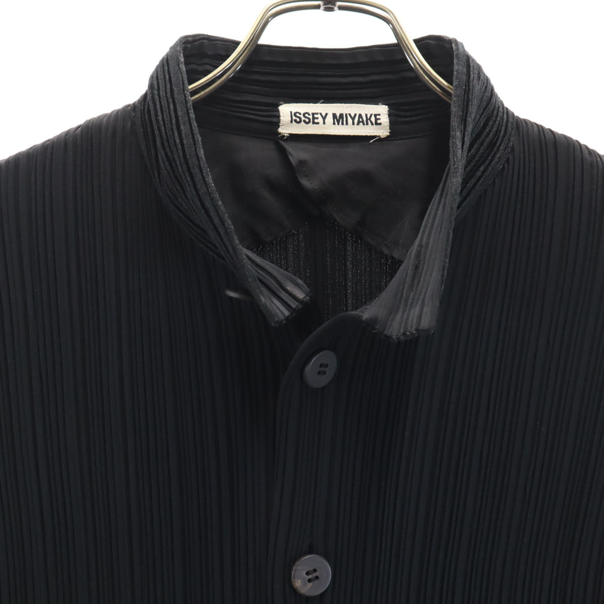 ISSEY MIYAKE 90s Vintage Pleated Stand Jacket Black Size M