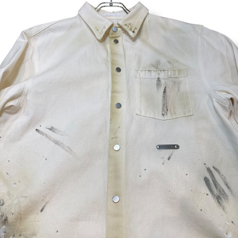 Helmut Lang Long Sleeve Painted Denim Shirt Jacket Ivory Size 38