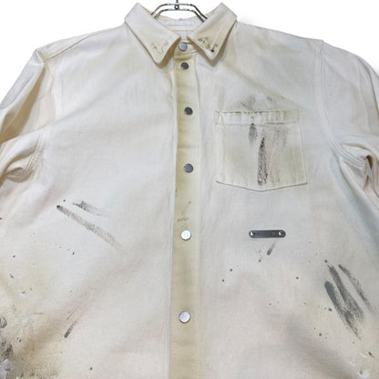 Helmut Lang Long Sleeve Painted Denim Shirt Jacket Ivory Size 38