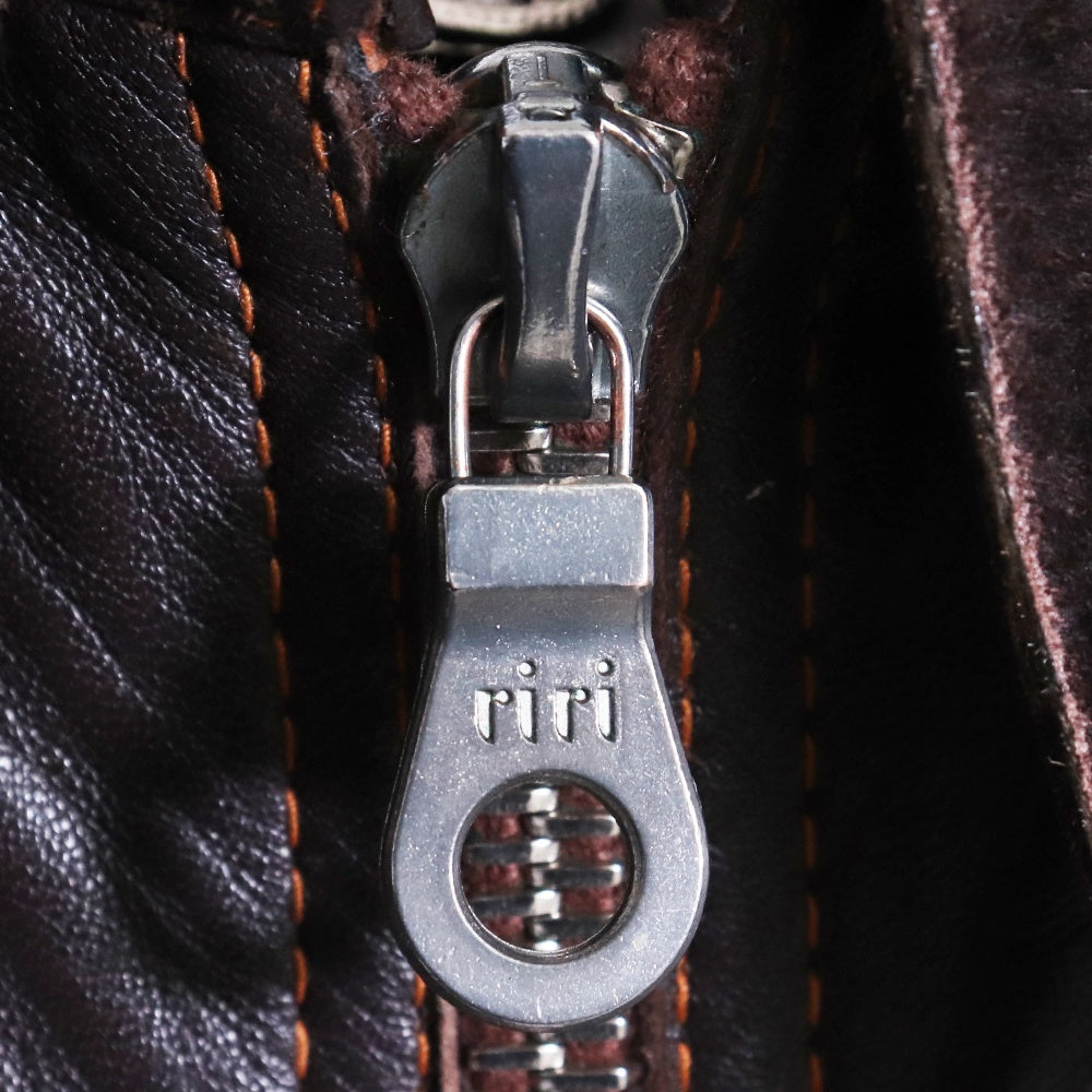 SKKIN Shearling Collar Leather Shirt Jacket Brown Size M