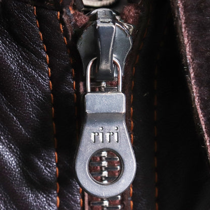 SKKIN Shearling Collar Leather Shirt Jacket Brown Size M