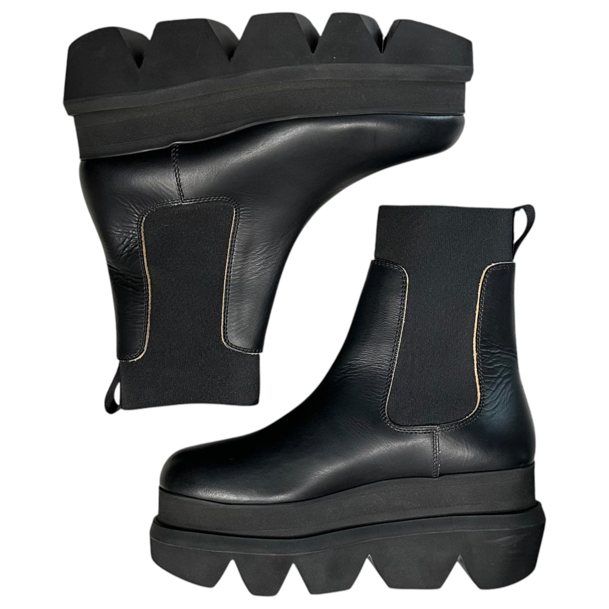 sacai Platform Side Gore Chelsea Boots Black Size EU 39