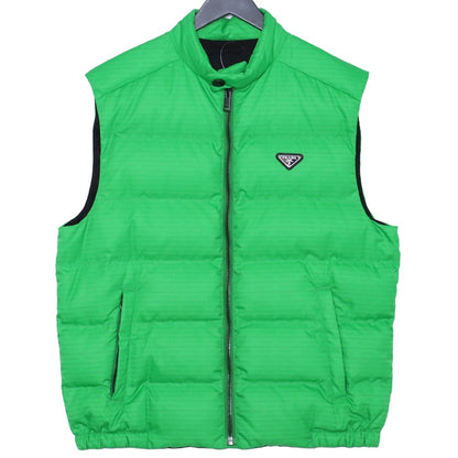 PRADA Re-Nylon Padded Logo Down Vest Green Size 52