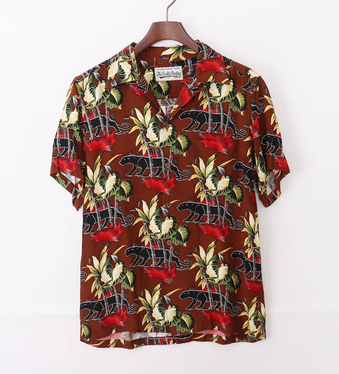 WACKO MARIA Aloha Shirt Brown Bamboo Panther Print Size M