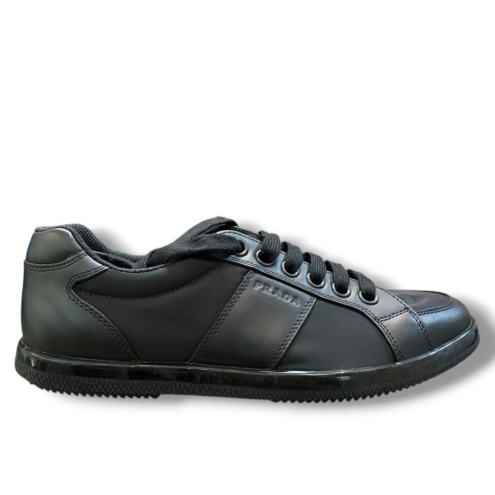 PRADA Nylon Leather Low-top Sneakers Black Size 5 1/2