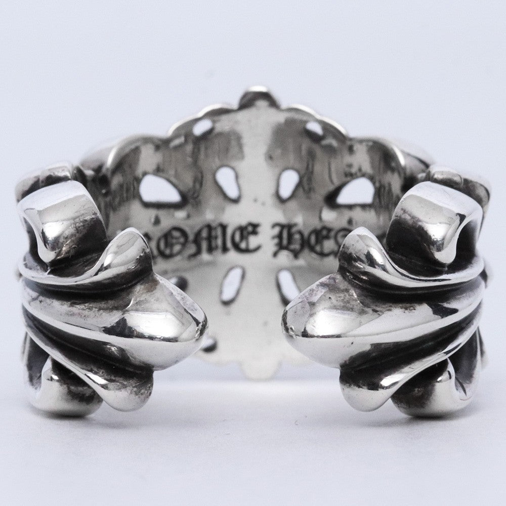 CHROME HEARTS DBL FLRL CRS Double Ring Silver Size JP 27