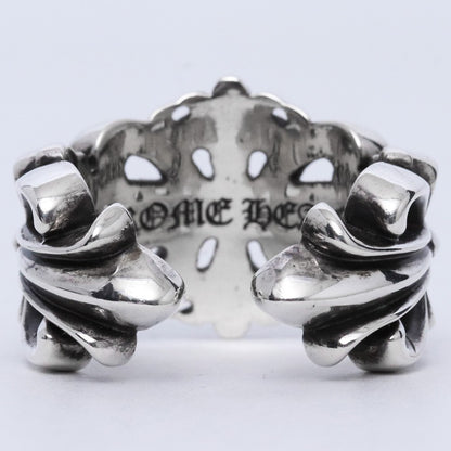 CHROME HEARTS DBL FLRL CRS Double Ring Silver Size JP 27