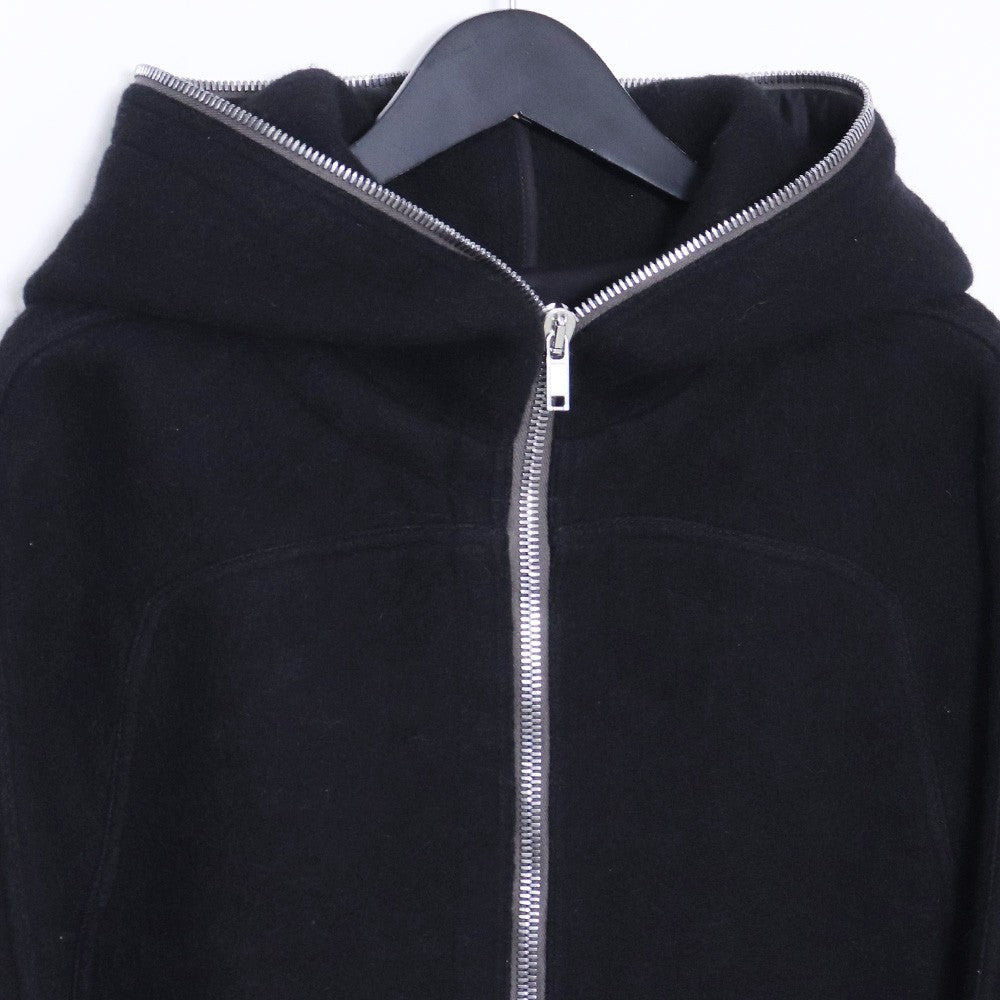 RICK OWENS Alpaca Wool Hooded Trench Coat Black Size 46