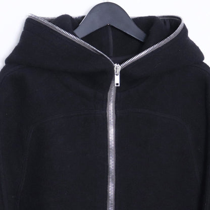 RICK OWENS Alpaca Wool Hooded Trench Coat Black Size 46