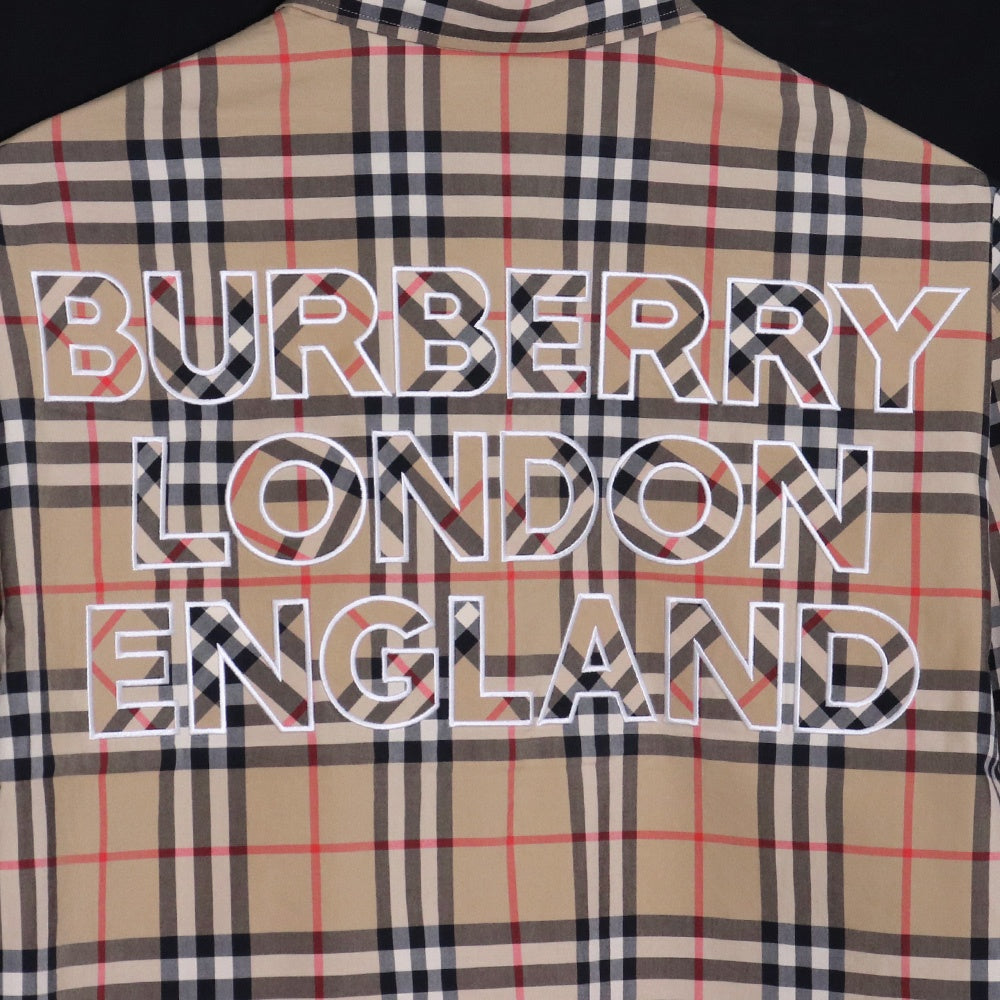 BURBERRY Nova Check Logo Embroidered Shirt Beige Size S