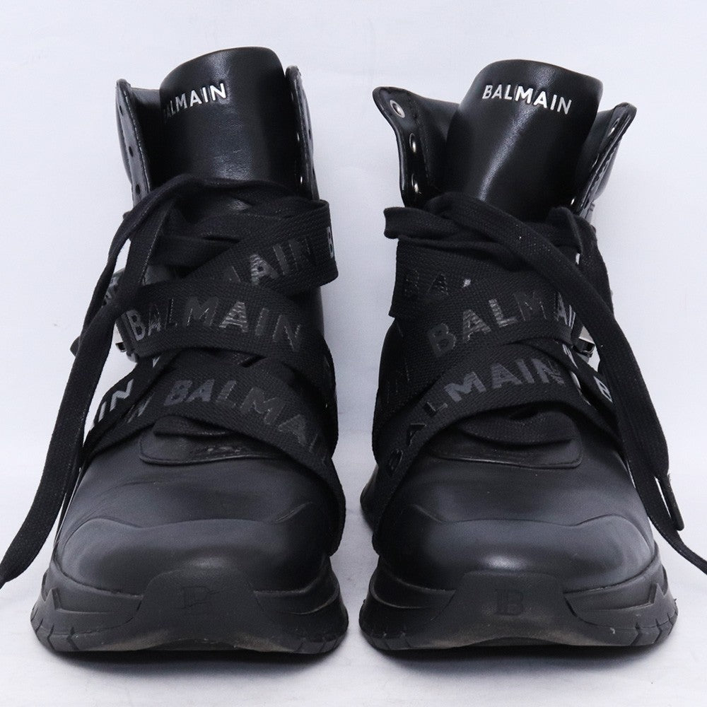 BALMAIN B-Troop Leather High-Top Sneakers Black Size EU 42