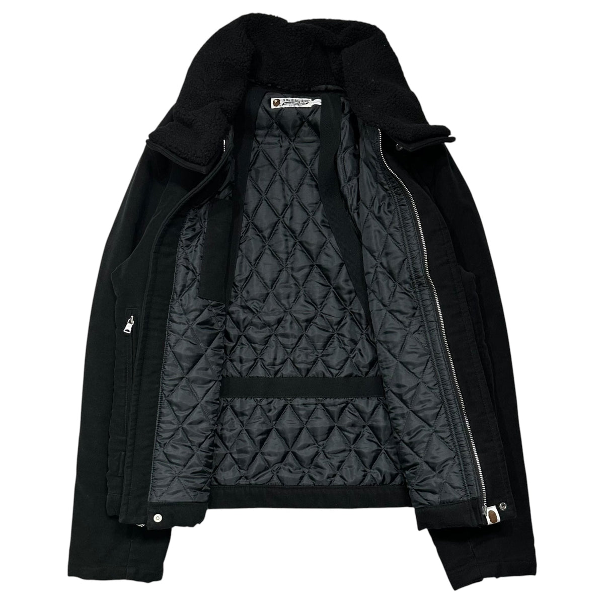 Bape A BATHING APE Shearling Collar Flight Jacket Size L