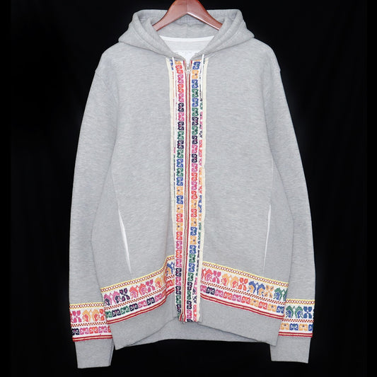 Sacai 19AW Tyrolean Embroidery Hoodie Gray Size 2
