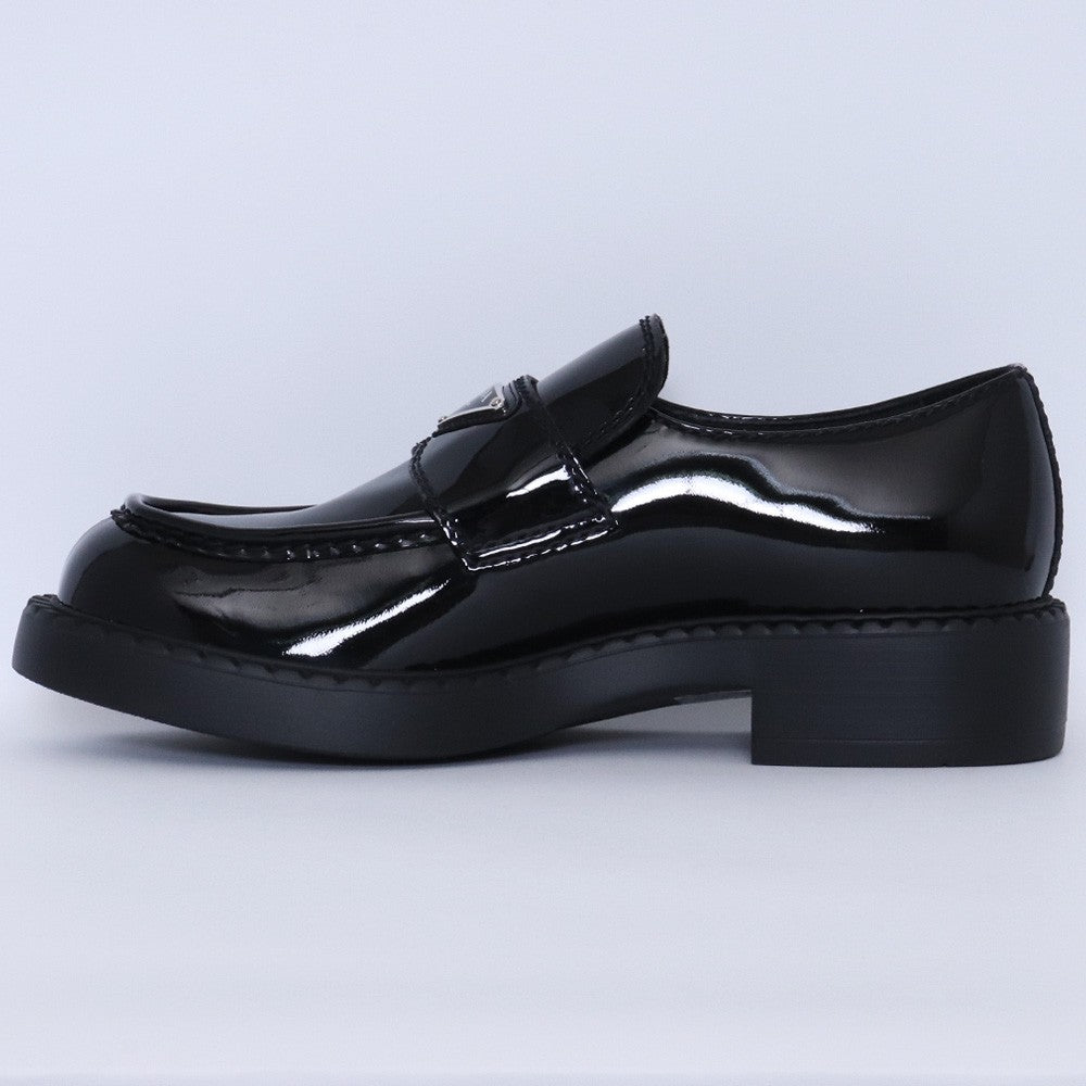 Prada Chocolate Brushed Leather Loafers Black Triangle Logo