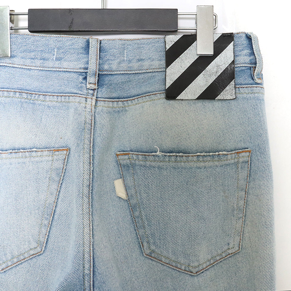 OFF-WHITE Distressed Denim Pants Light Indigo Size 28
