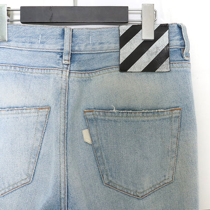 OFF-WHITE Distressed Denim Pants Light Indigo Size 28