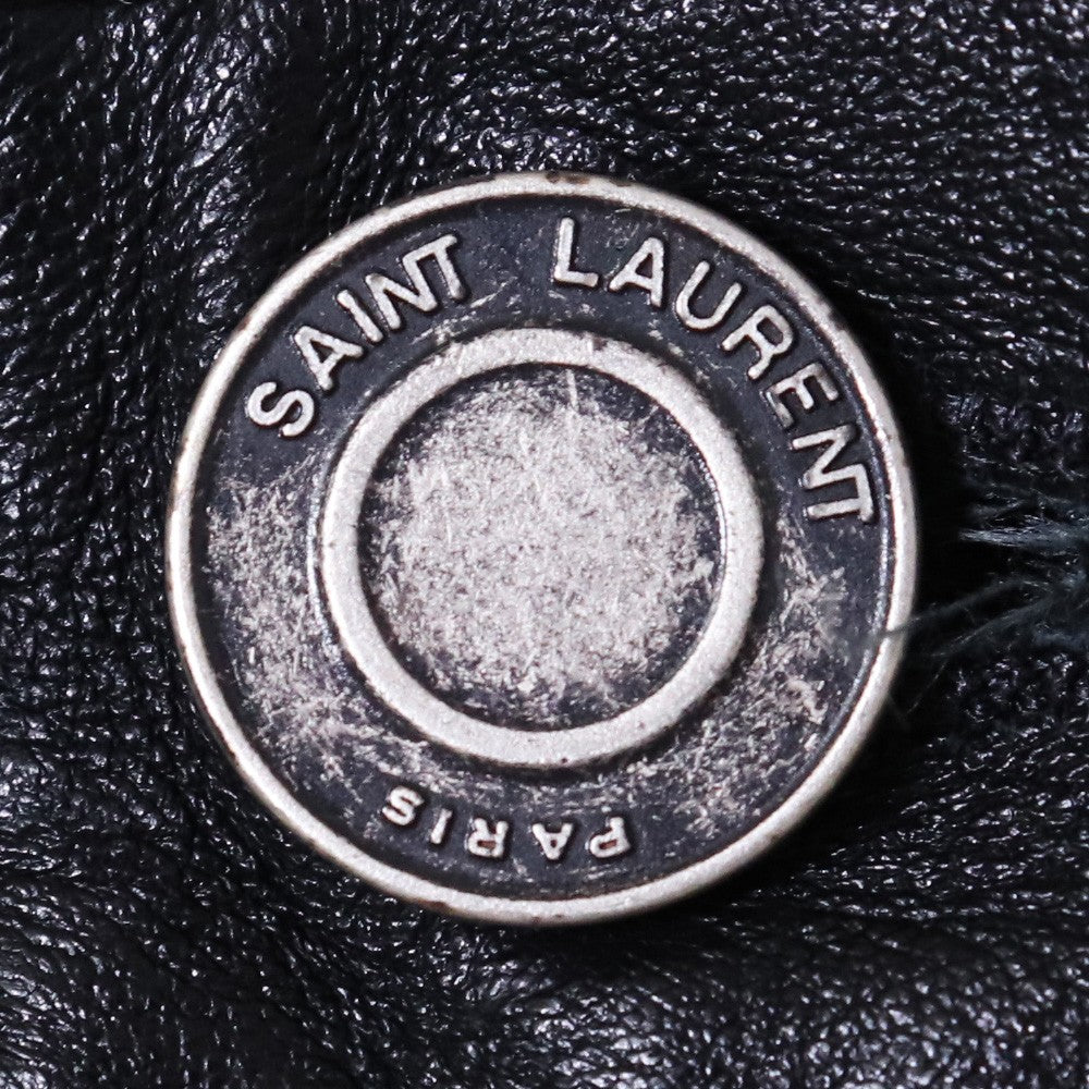 SAINT LAURENT Lamb Leather Skinny Pants Black Size 46