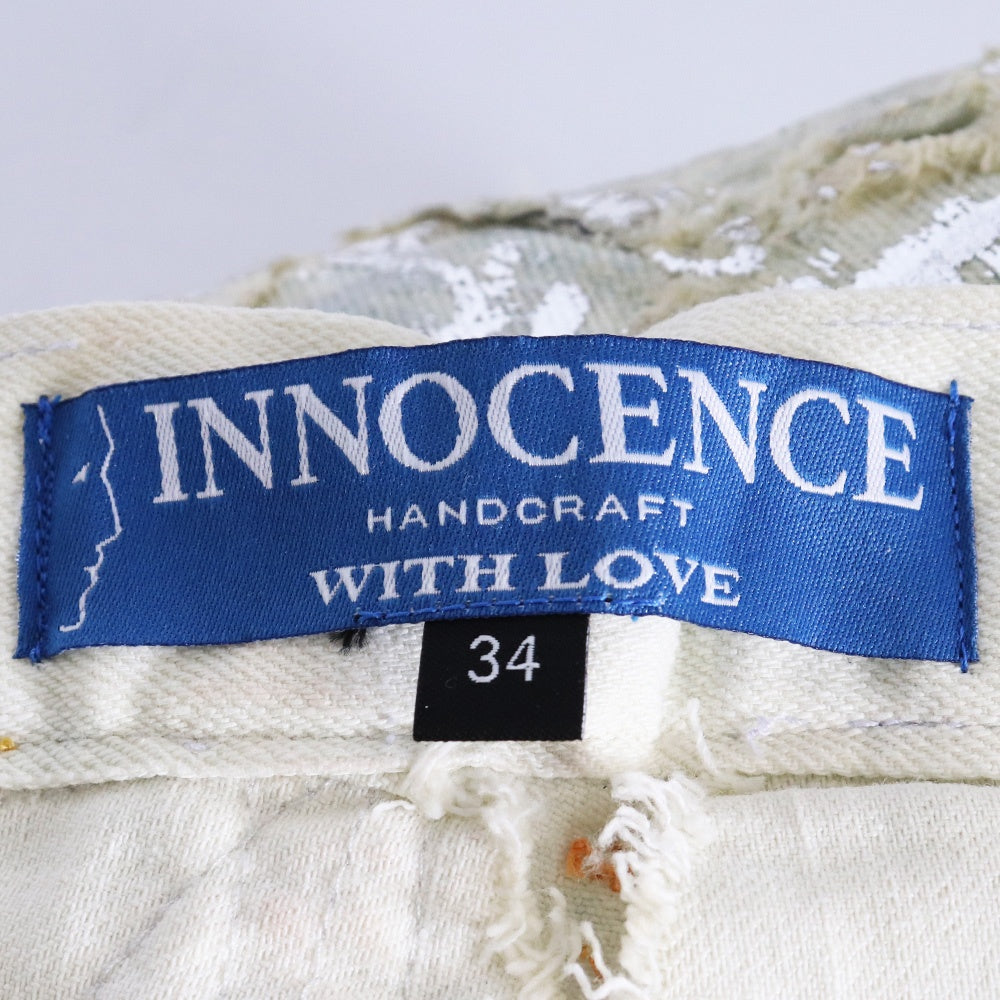 INNOCENCE NYC Metallic Patchwork Distressed Denim Size 34