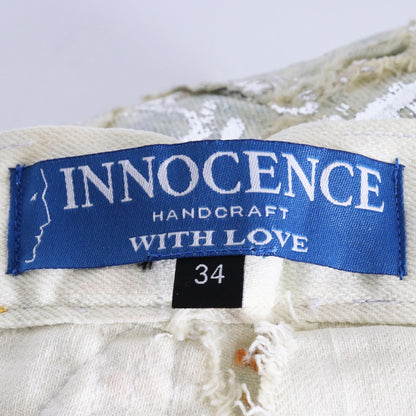 INNOCENCE NYC Metallic Patchwork Distressed Denim Size 34