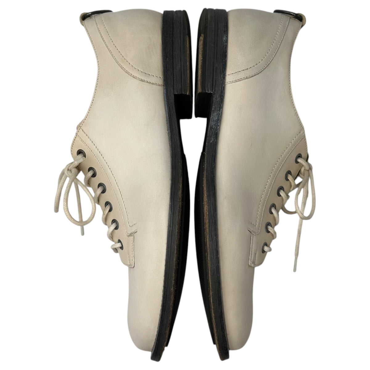 McQ Old 6-Hole Plain-Toe Leather Shoes Ivory Size EU 42