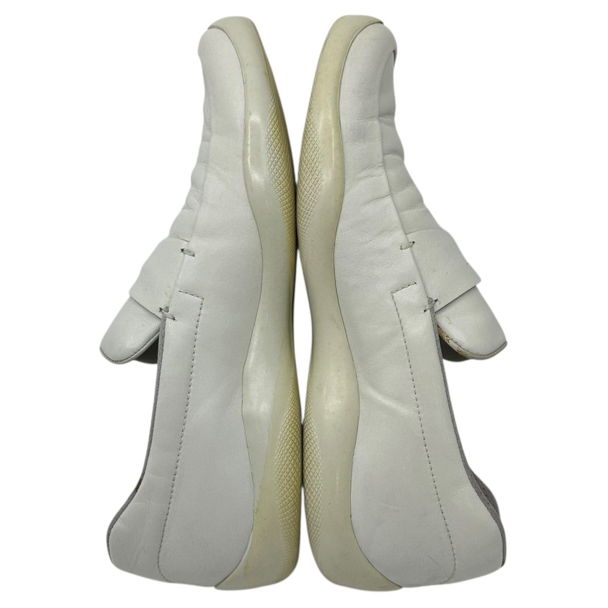 PRADA SPORT 00s America's Cup Leather Loafers White Sneakers Size 8
