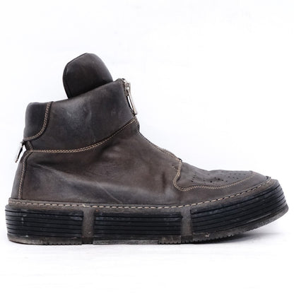 GUIDI Horse Full Grain Front Zip Boots Dark Gray Size EU 42