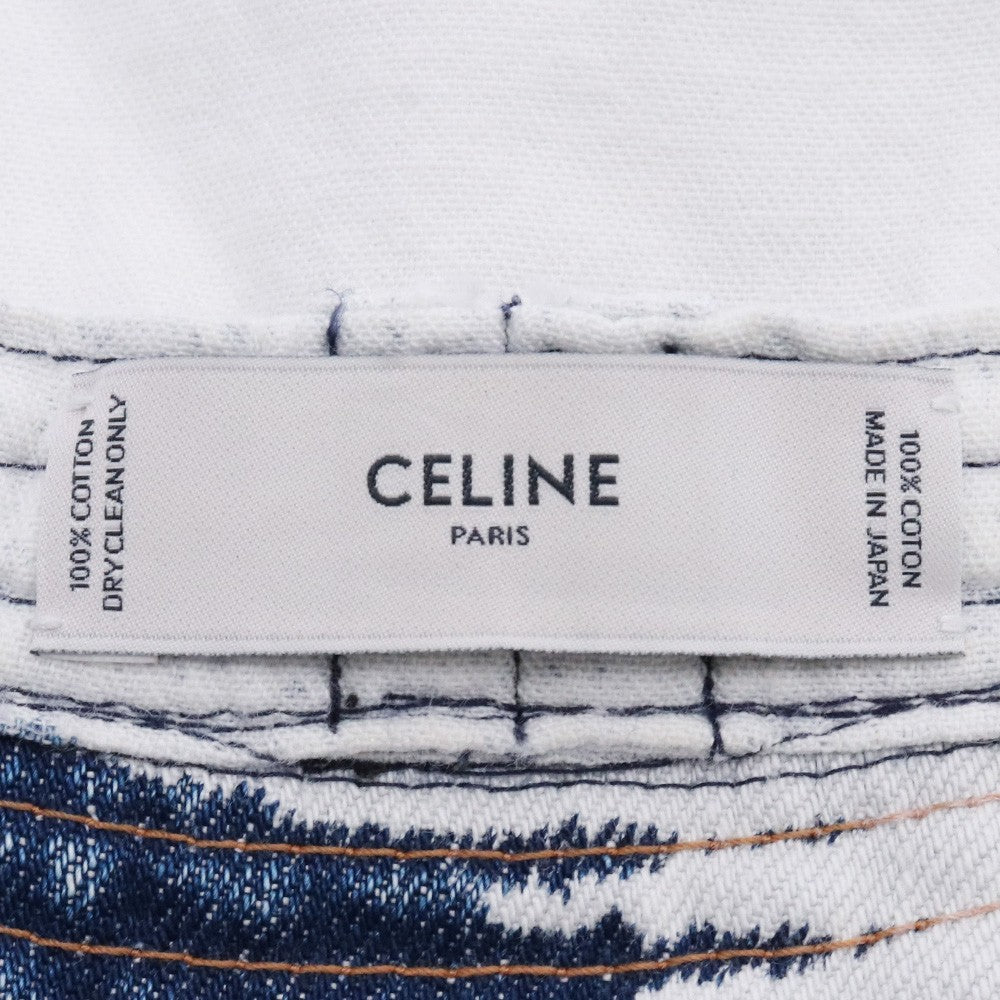 CELINE Tie-Dye Bleached Denim Bucket Hat Blue Size L