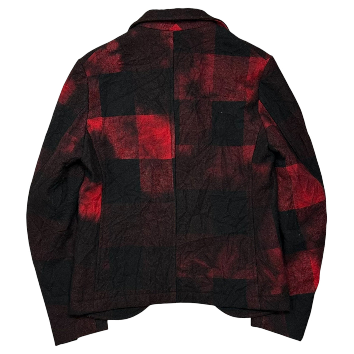 Y's Buffalo Check Short Wool Jacket Black/Red Size 1